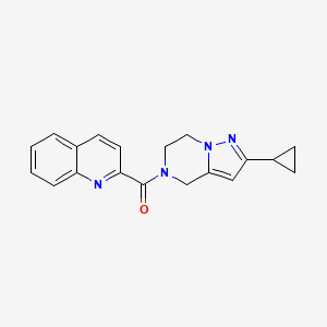 molecular formula C19H18N4O B2939190 (2-环丙基-6,7-二氢吡唑并[1,5-a]嘧啶-5(4H)-基)(喹啉-2-基)甲酮 CAS No. 2034333-44-1