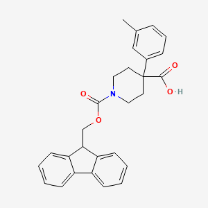 molecular formula C28H27NO4 B2939195 1-{[(9H-fluoren-9-yl)methoxy]carbonyl}-4-(3-methylphenyl)piperidine-4-carboxylic acid CAS No. 2094196-23-1