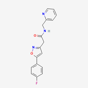 molecular formula C17H14FN3O2 B2939207 2-(5-(4-fluorophenyl)isoxazol-3-yl)-N-(pyridin-2-ylmethyl)acetamide CAS No. 953156-19-9