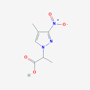 molecular formula C7H9N3O4 B2939214 2-(4-methyl-3-nitro-1H-pyrazol-1-yl)propanoic acid CAS No. 1174887-31-0
