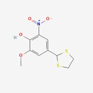 molecular formula C10H11NO4S2 B2939217 4-(1,3-Dithiolan-2-yl)-2-methoxy-6-nitrophenol CAS No. 331460-87-8