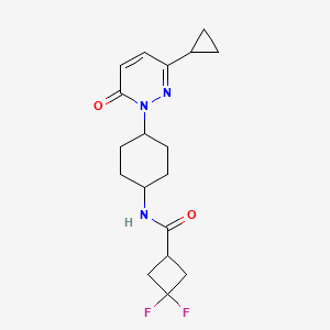 molecular formula C18H23F2N3O2 B2939225 N-[4-(3-cyclopropyl-6-oxo-1,6-dihydropyridazin-1-yl)cyclohexyl]-3,3-difluorocyclobutane-1-carboxamide CAS No. 2379984-84-4