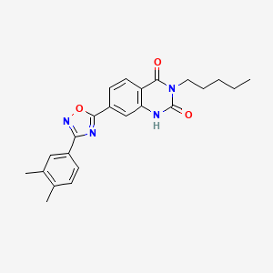 molecular formula C23H24N4O3 B2939229 7-(3-(3,4-dimethylphenyl)-1,2,4-oxadiazol-5-yl)-3-pentylquinazoline-2,4(1H,3H)-dione CAS No. 1206995-17-6