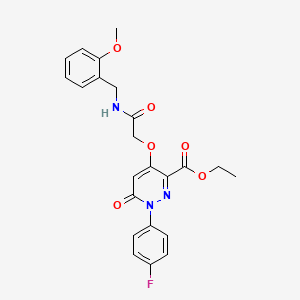 Ethyl 1-(4-fluorophenyl)-4-(2-((2-methoxybenzyl)amino)-2-oxoethoxy)-6-oxo-1,6-dihydropyridazine-3-carboxylate