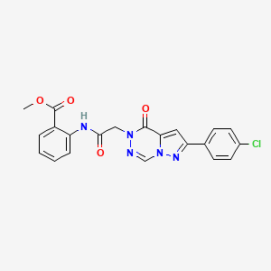 Methyl 2-(2-(8-(4-chlorophenyl)-(oxo)pyrazolo[1,5-d][1,2,4]triazin-1-yl)acetamido)benzoate