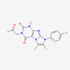 molecular formula C19H18ClN5O3 B2939245 6-(4-Chlorophenyl)-4,7,8-trimethyl-2-(2-oxopropyl)purino[7,8-a]imidazole-1,3-dione CAS No. 876670-65-4