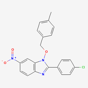 molecular formula C21H16ClN3O3 B2939247 2-(4-chlorophenyl)-1-[(4-methylbenzyl)oxy]-6-nitro-1H-1,3-benzimidazole CAS No. 282523-17-5