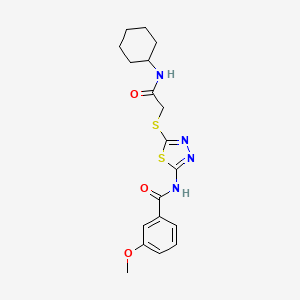 molecular formula C18H22N4O3S2 B2939249 N-(5-((2-(环己基氨基)-2-氧代乙基)硫代)-1,3,4-噻二唑-2-基)-3-甲氧基苯甲酰胺 CAS No. 921071-12-7