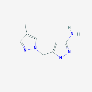 molecular formula C9H13N5 B2939257 1-methyl-5-[(4-methyl-1H-pyrazol-1-yl)methyl]-1H-pyrazol-3-amine CAS No. 1856091-72-9