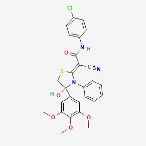 (2Z)-N-(4-chlorophenyl)-2-cyano-2-[4-hydroxy-3-phenyl-4-(3,4,5-trimethoxyphenyl)-1,3-thiazolidin-2-ylidene]acetamide