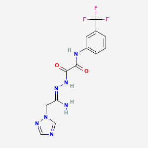 molecular formula C13H12F3N7O2 B2939279 2-oxo-2-{2-[2-(1H-1,2,4-triazol-1-yl)ethanimidoyl]hydrazino}-N-[3-(trifluoromethyl)phenyl]acetamide CAS No. 338405-18-8