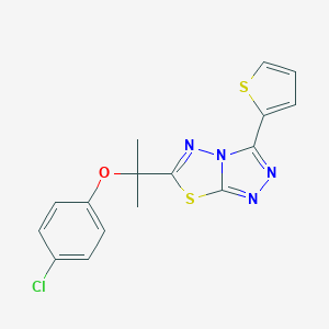 4-Chlorophenyl 1-methyl-1-[3-(2-thienyl)[1,2,4]triazolo[3,4-b][1,3,4]thiadiazol-6-yl]ethyl ether