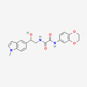 molecular formula C21H21N3O5 B2939290 N1-(2,3-二氢苯并[b][1,4]二噁英-6-基)-N2-(2-羟基-2-(1-甲基-1H-吲哚-5-基)乙基)草酰胺 CAS No. 2034256-44-3