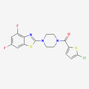 molecular formula C16H12ClF2N3OS2 B2939309 (5-Chlorothiophen-2-yl)(4-(4,6-difluorobenzo[d]thiazol-2-yl)piperazin-1-yl)methanone CAS No. 897481-56-0
