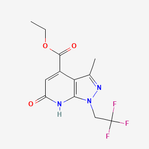 molecular formula C12H12F3N3O3 B2939315 ethyl 3-methyl-6-oxo-1-(2,2,2-trifluoroethyl)-6,7-dihydro-1H-pyrazolo[3,4-b]pyridine-4-carboxylate CAS No. 1160246-36-5