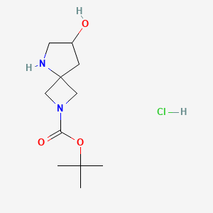 molecular formula C11H21ClN2O3 B2939323 Tert-butyl 7-hydroxy-2,5-diazaspiro[3.4]octane-2-carboxylate;hydrochloride CAS No. 2460755-22-8