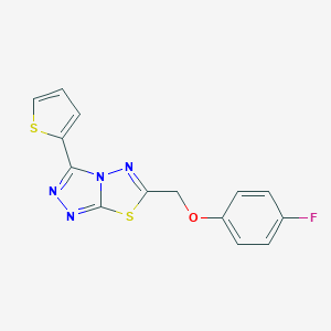 molecular formula C14H9FN4OS2 B293933 6-[(4-Fluorophenoxy)methyl]-3-(2-thienyl)[1,2,4]triazolo[3,4-b][1,3,4]thiadiazole 