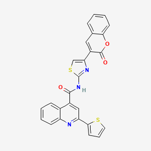 molecular formula C26H15N3O3S2 B2939333 N-(4-(2-oxo-2H-chromen-3-yl)thiazol-2-yl)-2-(thiophen-2-yl)quinoline-4-carboxamide CAS No. 397277-05-3