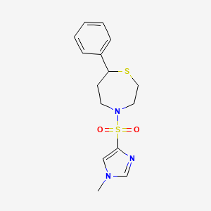 molecular formula C15H19N3O2S2 B2939340 4-((1-methyl-1H-imidazol-4-yl)sulfonyl)-7-phenyl-1,4-thiazepane CAS No. 1797092-68-2