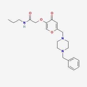molecular formula C22H29N3O4 B2939356 2-[6-[(4-benzylpiperazin-1-yl)methyl]-4-oxopyran-3-yl]oxy-N-propylacetamide CAS No. 898420-24-1