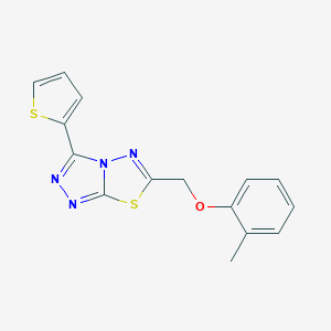 molecular formula C15H12N4OS2 B293936 6-[(2-Methylphenoxy)methyl]-3-(2-thienyl)[1,2,4]triazolo[3,4-b][1,3,4]thiadiazole 