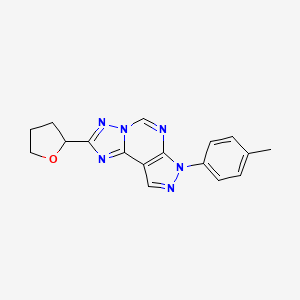 molecular formula C17H16N6O B2939369 2-(tetrahydrofuran-2-yl)-7-(p-tolyl)-7H-pyrazolo[4,3-e][1,2,4]triazolo[1,5-c]pyrimidine CAS No. 900262-53-5