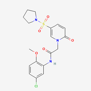 molecular formula C18H20ClN3O5S B2939376 N-(5-chloro-2-methoxyphenyl)-2-[2-oxo-5-(pyrrolidin-1-ylsulfonyl)pyridin-1(2H)-yl]acetamide CAS No. 1096247-96-9