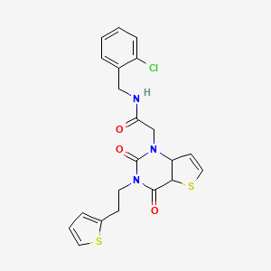 molecular formula C21H18ClN3O3S2 B2939383 N-[(2-氯苯基)甲基]-2-{2,4-二氧代-3-[2-(噻吩-2-基)乙基]-1H,2H,3H,4H-噻吩并[3,2-d]嘧啶-1-基}乙酰胺 CAS No. 1261009-59-9