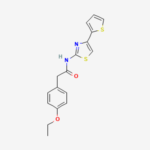 molecular formula C17H16N2O2S2 B2939384 2-(4-ethoxyphenyl)-N-(4-(thiophen-2-yl)thiazol-2-yl)acetamide CAS No. 922480-23-7