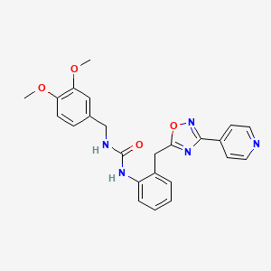 molecular formula C24H23N5O4 B2939388 1-(3,4-二甲氧基苄基)-3-(2-((3-(吡啶-4-基)-1,2,4-恶二唑-5-基)甲基)苯基)脲 CAS No. 1797139-25-3