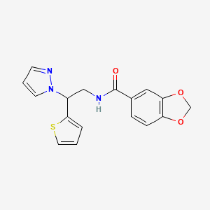 N-(2-(1H-pyrazol-1-yl)-2-(thiophen-2-yl)ethyl)benzo[d][1,3]dioxole-5-carboxamide