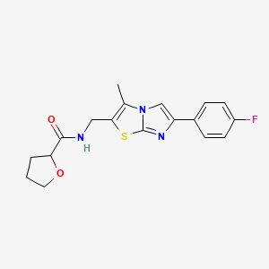 molecular formula C18H18FN3O2S B2939393 N-((6-(4-fluorophenyl)-3-methylimidazo[2,1-b]thiazol-2-yl)methyl)tetrahydrofuran-2-carboxamide CAS No. 1421445-67-1