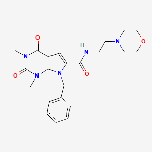 molecular formula C22H27N5O4 B2939397 7-benzyl-1,3-dimethyl-N-(2-morpholinoethyl)-2,4-dioxo-2,3,4,7-tetrahydro-1H-pyrrolo[2,3-d]pyrimidine-6-carboxamide CAS No. 1021258-78-5