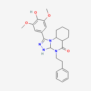molecular formula C25H22N4O4 B2939424 1-(4-hydroxy-3,5-dimethoxyphenyl)-4-(2-phenylethyl)-4H,5H-[1,2,4]triazolo[4,3-a]quinazolin-5-one CAS No. 902867-84-9
