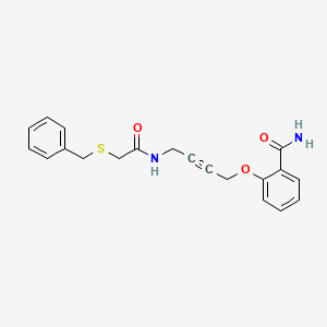 molecular formula C20H20N2O3S B2939437 2-((4-(2-(Benzylthio)acetamido)but-2-yn-1-yl)oxy)benzamide CAS No. 1421525-60-1