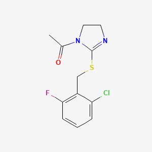 1-[2-[(2-Chloro-6-fluorophenyl)methylsulfanyl]-4,5-dihydroimidazol-1-yl]ethanone