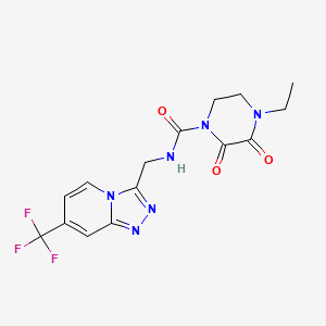 molecular formula C15H15F3N6O3 B2939445 4-ethyl-2,3-dioxo-N-((7-(trifluoromethyl)-[1,2,4]triazolo[4,3-a]pyridin-3-yl)methyl)piperazine-1-carboxamide CAS No. 2034374-09-7