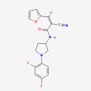 molecular formula C18H15F2N3O2 B2939449 (Z)-2-cyano-N-[1-(2,4-difluorophenyl)pyrrolidin-3-yl]-3-(furan-2-yl)prop-2-enamide CAS No. 1356820-11-5