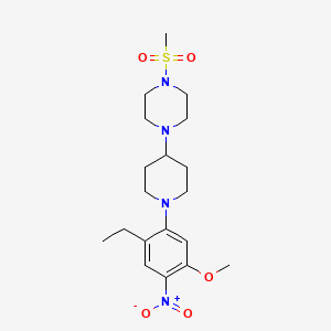 molecular formula C19H30N4O5S B2939455 1-(1-(2-乙基-5-甲氧基-4-硝基苯基)哌啶-4-基)-4-(甲磺酰基)哌嗪 CAS No. 1089282-90-5