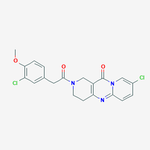 molecular formula C20H17Cl2N3O3 B2939464 13-chloro-5-[2-(3-chloro-4-methoxyphenyl)acetyl]-1,5,9-triazatricyclo[8.4.0.03,8]tetradeca-3(8),9,11,13-tetraen-2-one CAS No. 2034267-57-5