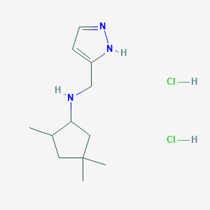 2,4,4-Trimethyl-N-(1H-pyrazol-5-ylmethyl)cyclopentan-1-amine;dihydrochloride