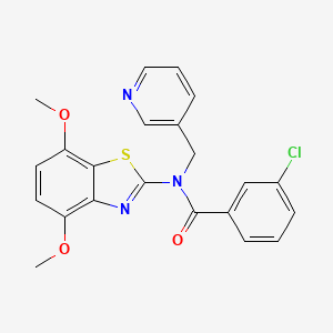 molecular formula C22H18ClN3O3S B2939483 3-chloro-N-(4,7-dimethoxybenzo[d]thiazol-2-yl)-N-(pyridin-3-ylmethyl)benzamide CAS No. 895429-97-7