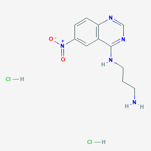 molecular formula C11H15Cl2N5O2 B2939488 N1-(6-nitroquinazolin-4-yl)propane-1,3-diamine dihydrochloride CAS No. 1798730-04-7