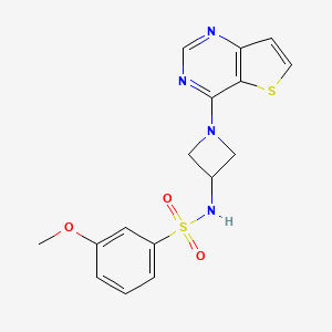 molecular formula C16H16N4O3S2 B2939495 3-Methoxy-N-(1-thieno[3,2-d]pyrimidin-4-ylazetidin-3-yl)benzenesulfonamide CAS No. 2415469-67-7