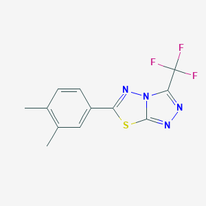 molecular formula C12H9F3N4S B293950 6-(3,4-Dimethylphenyl)-3-(trifluoromethyl)[1,2,4]triazolo[3,4-b][1,3,4]thiadiazole 