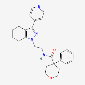 4-phenyl-N-(2-(3-(pyridin-4-yl)-4,5,6,7-tetrahydro-1H-indazol-1-yl)ethyl)tetrahydro-2H-pyran-4-carboxamide