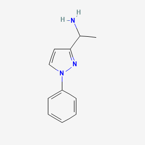 molecular formula C11H13N3 B2939509 1-(1-苯基-1H-吡唑-3-基)乙胺 CAS No. 1592280-18-6