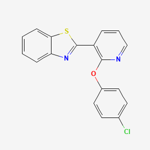 molecular formula C18H11ClN2OS B2939510 2-[2-(4-Chlorophenoxy)pyridin-3-yl]-1,3-benzothiazole CAS No. 337920-64-6