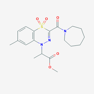 methyl 2-[3-(1-azepanylcarbonyl)-7-methyl-4,4-dioxo-4lambda~6~,1,2-benzothiadiazin-1(4H)-yl]propanoate