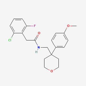 molecular formula C21H23ClFNO3 B2939517 2-(2-chloro-6-fluorophenyl)-N-((4-(4-methoxyphenyl)tetrahydro-2H-pyran-4-yl)methyl)acetamide CAS No. 1797073-76-7